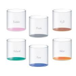 Set 6 bicchieri colorati in vetro borosilicato. Capacit 250 ml.